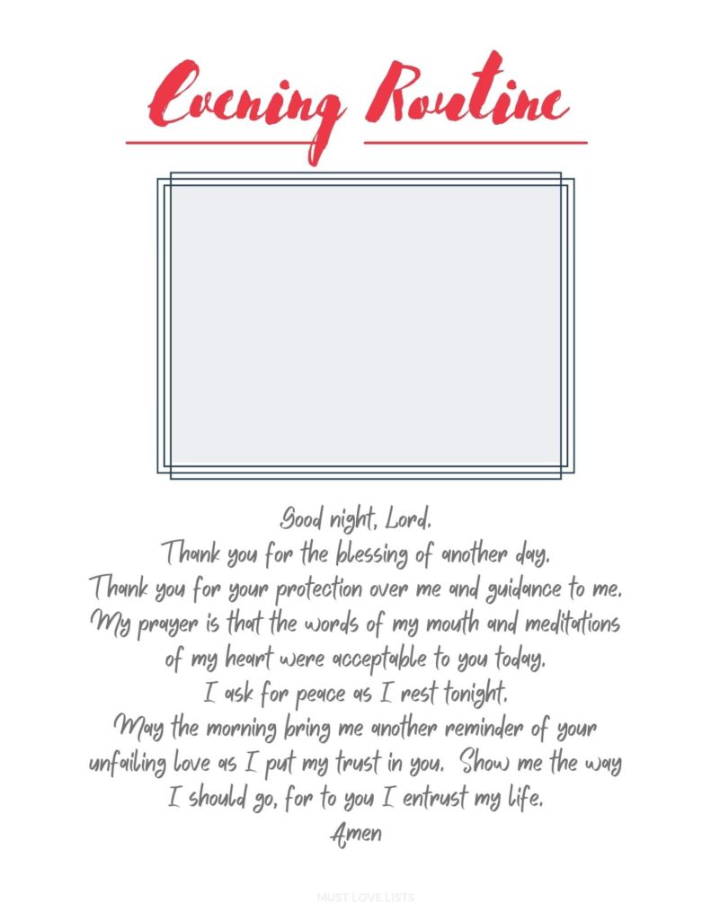 evening routine template