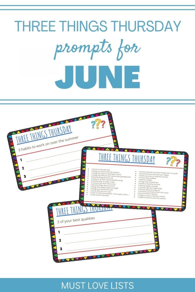 Three Things Thursday prompts for June