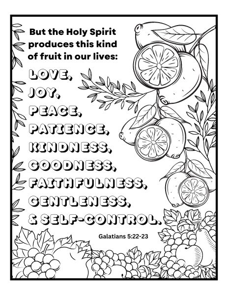 Galatians 5:22 coloring page, fruit of the spirit coloring page