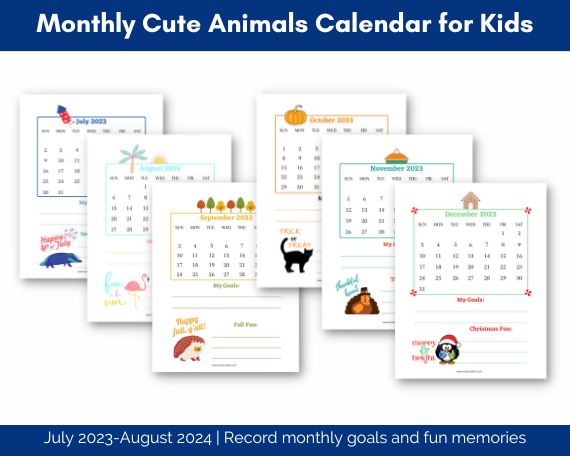 monthly kids calendar 2023-2024