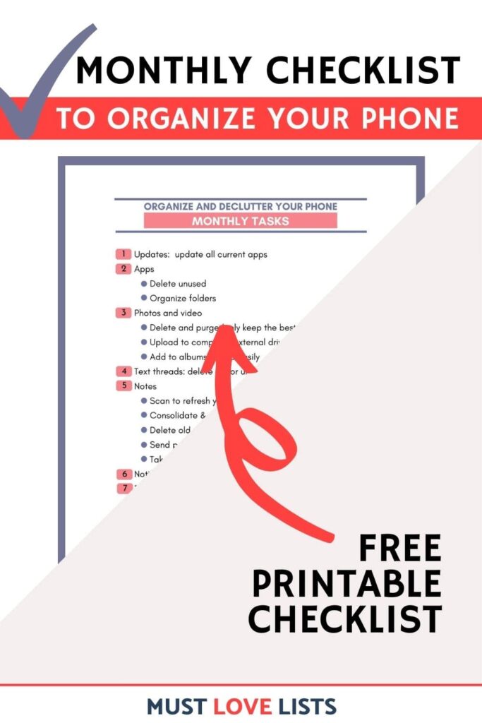 how to organize your phone checklist
