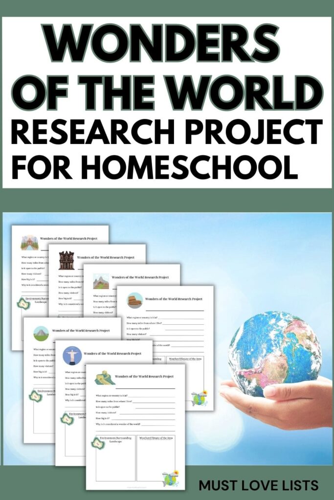 wonders of the world homeschool research project