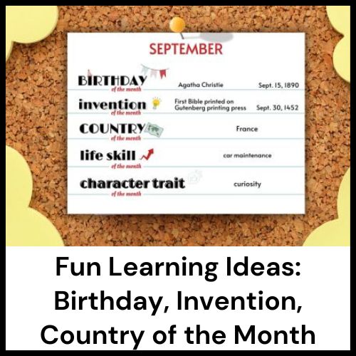 monthly fun learning ideas