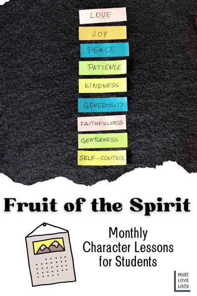 fruit of the spirit monthly character lessons