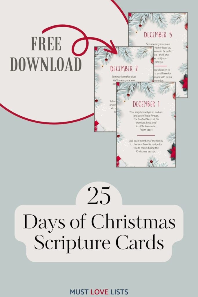 25 days of Christmas scripture cards