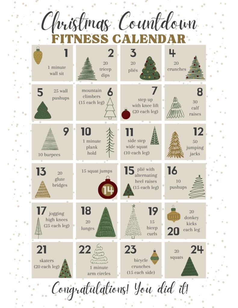 Christmas Countdown Fitness Calendar