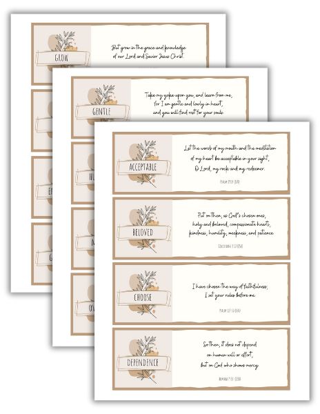 word of the month printable scripture cards
