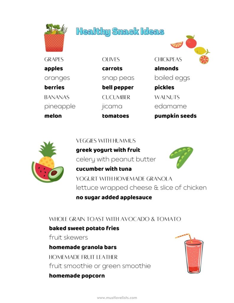 healthy snack list