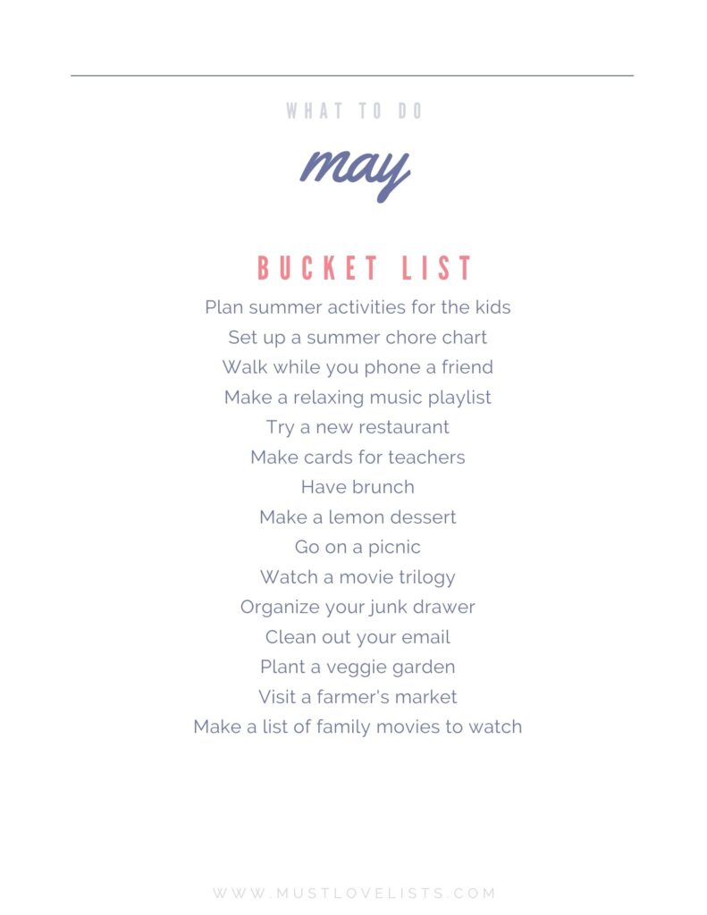 May bucket list