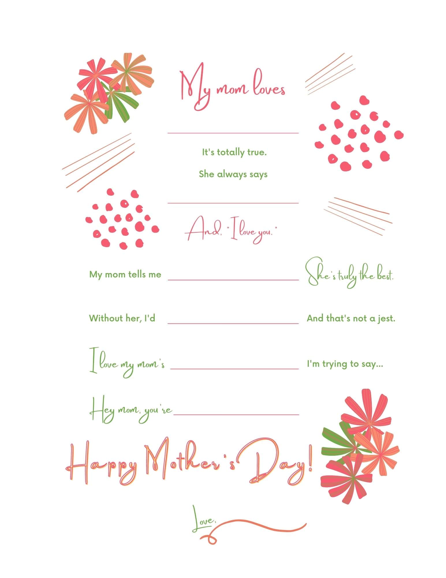 Mother's Day mad libs