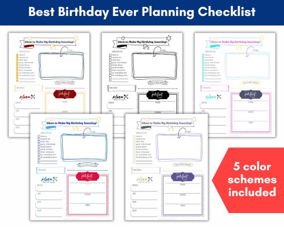 birthday planning page checklist and wish list
