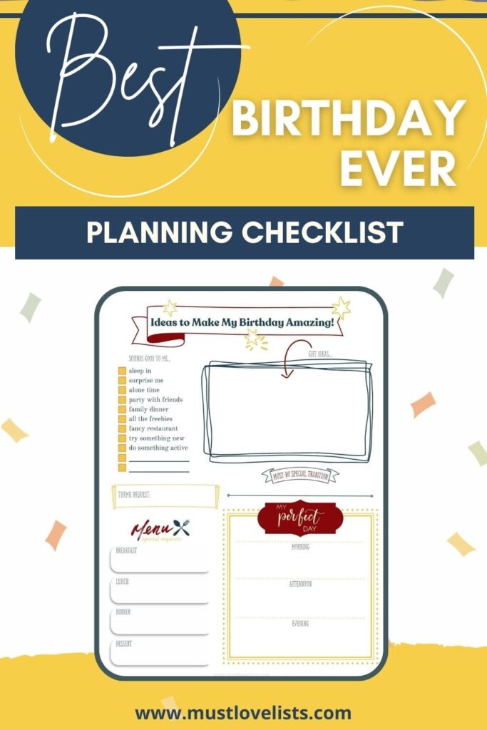 birthday planning page checklist 