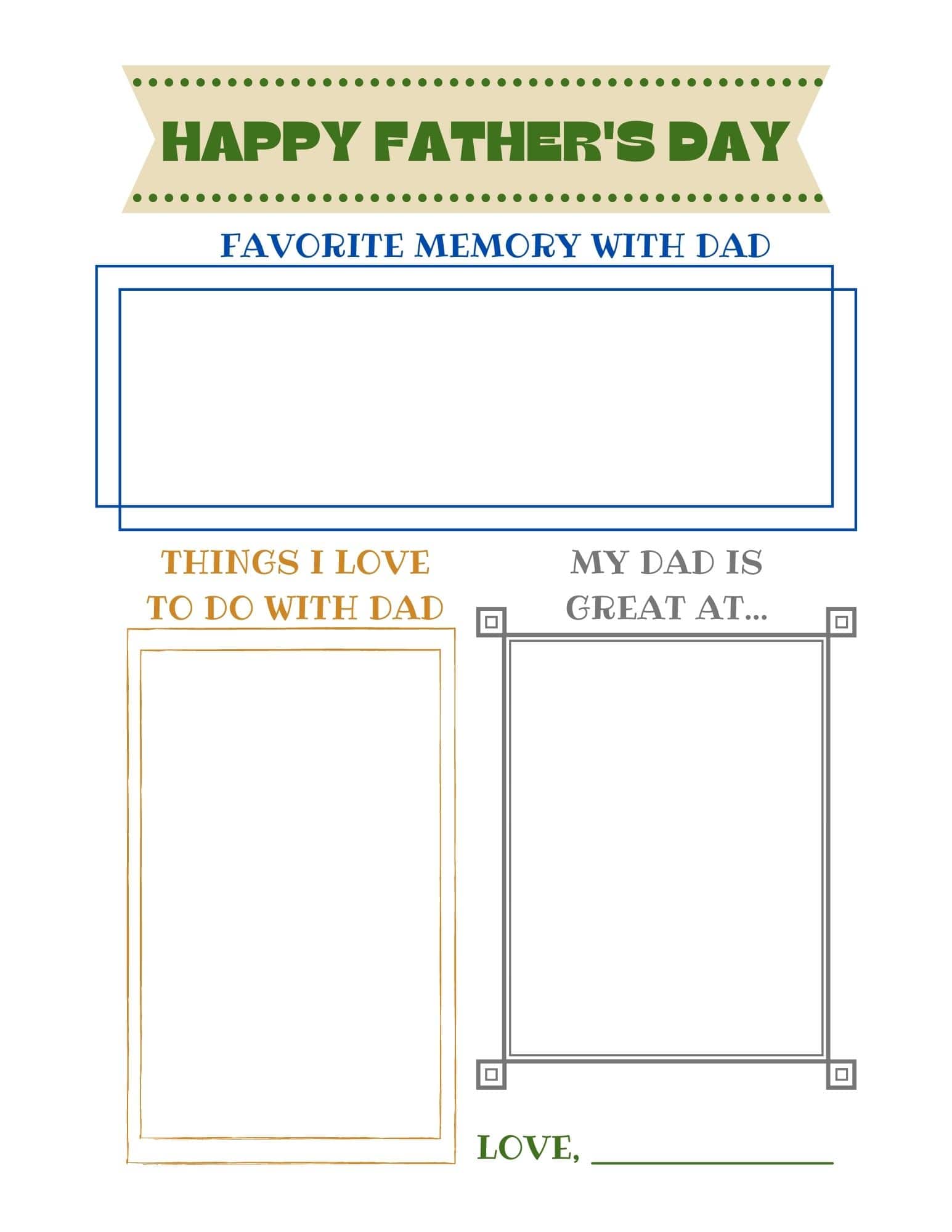 Happy Father's Day memories printable