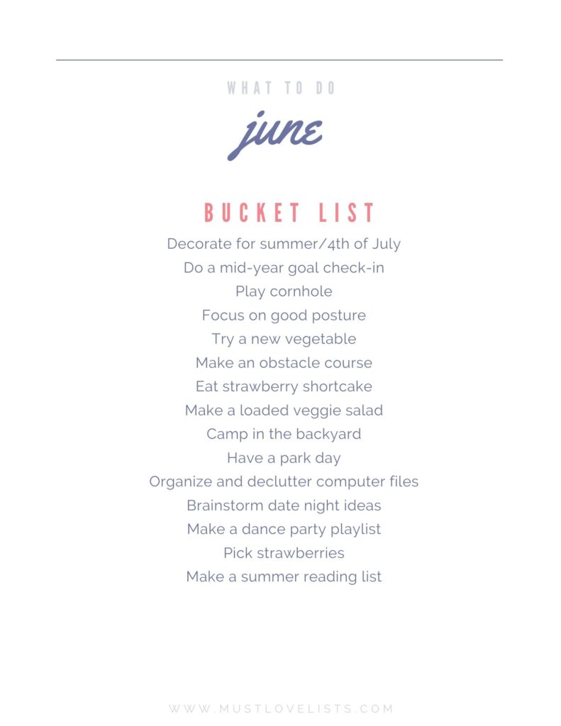 simple June bucket list