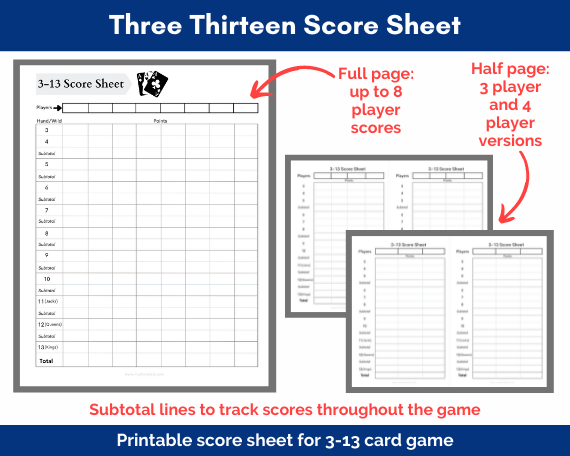 3-13 score sheets