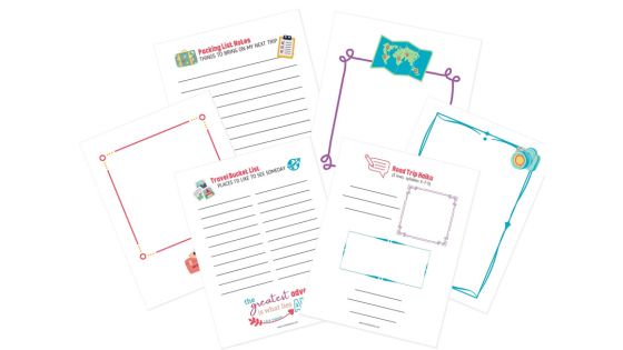 printable road trip lists and drawing pages