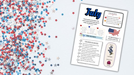 July birth month fun fact sheet