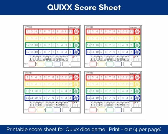 Quixx score sheets