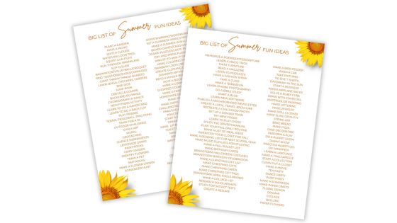 big list of summer fun ideas printable