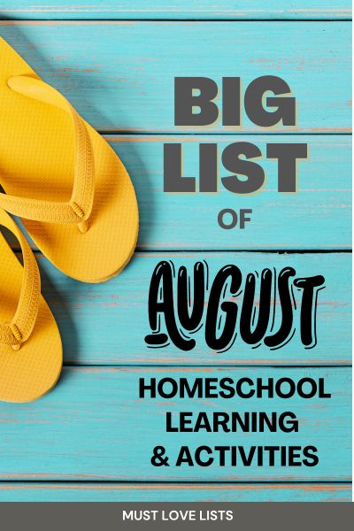 August homeschool learning ideas