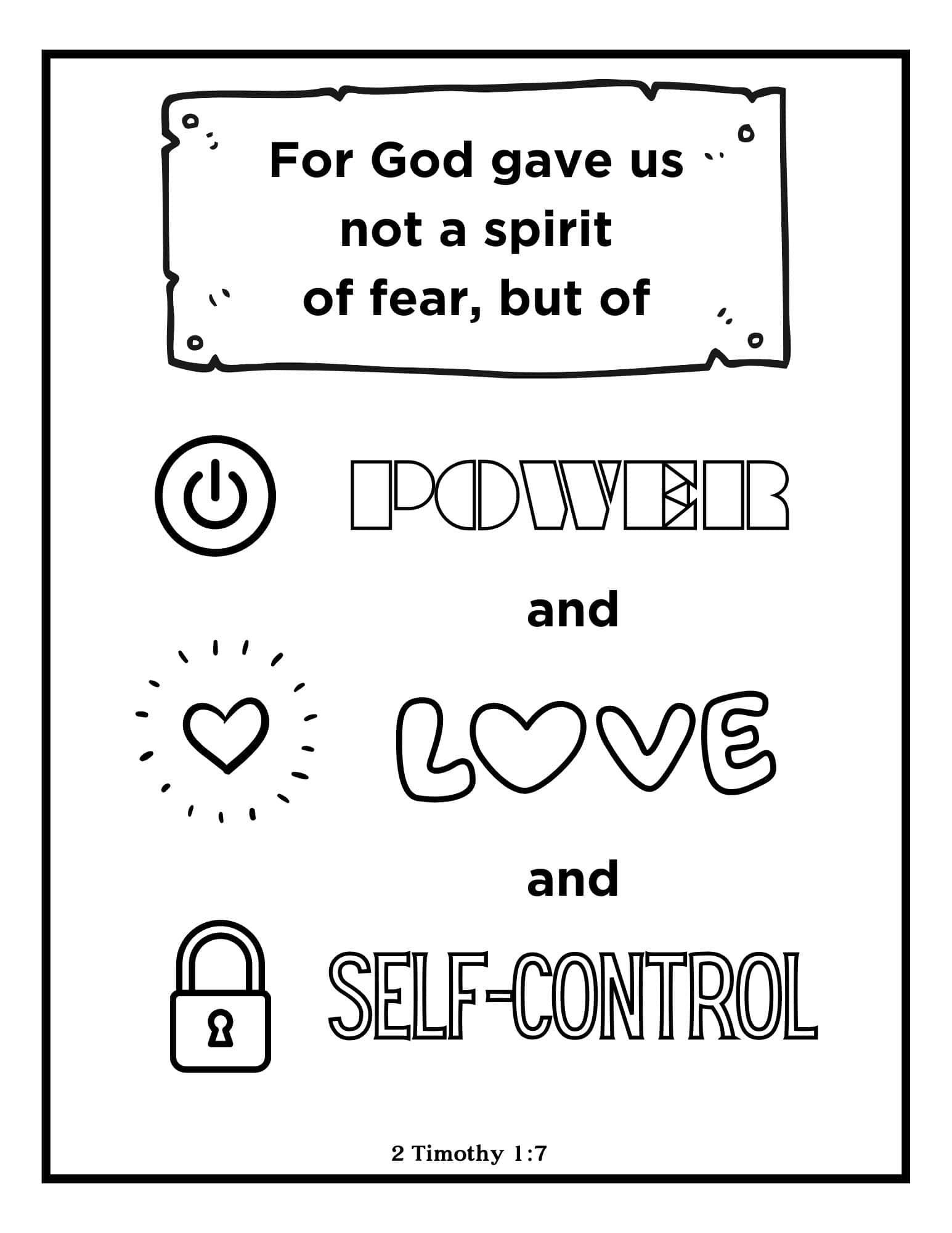 2 Timothy 1:7 coloring page