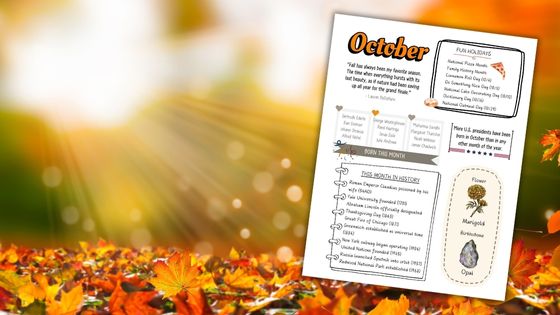 October birthday fun facts reference sheet