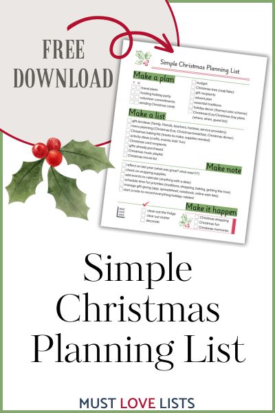 simple Christmas planning list