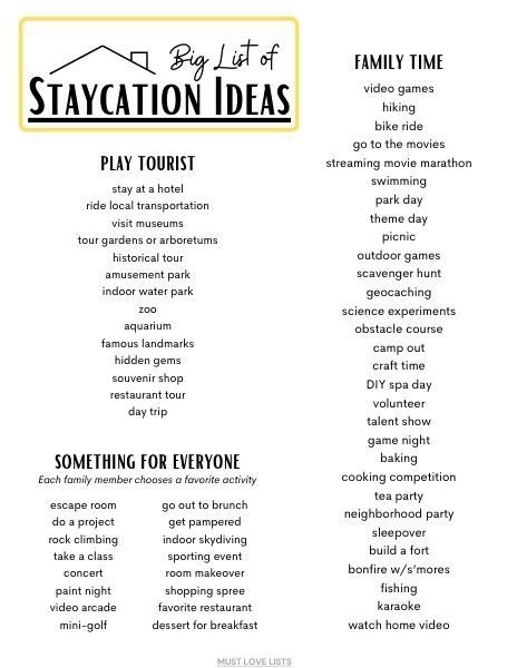 staycation ideas