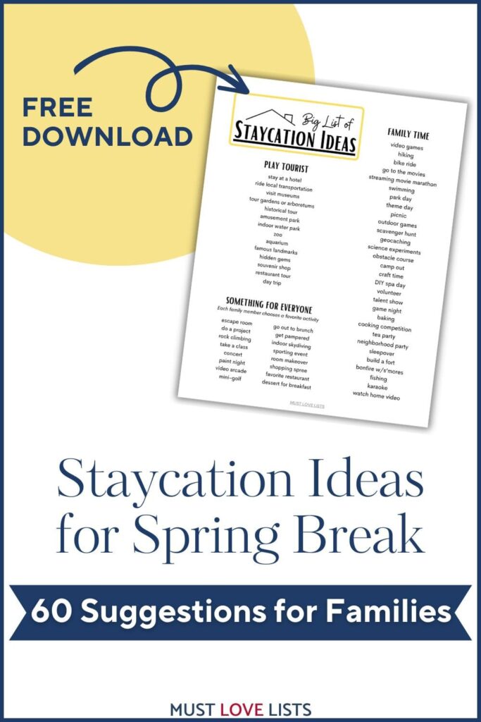 staycation ideas for spring break