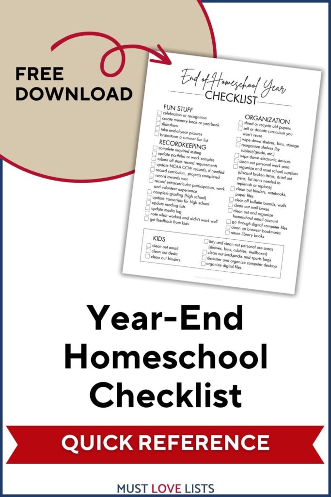 homeschool year end checklist