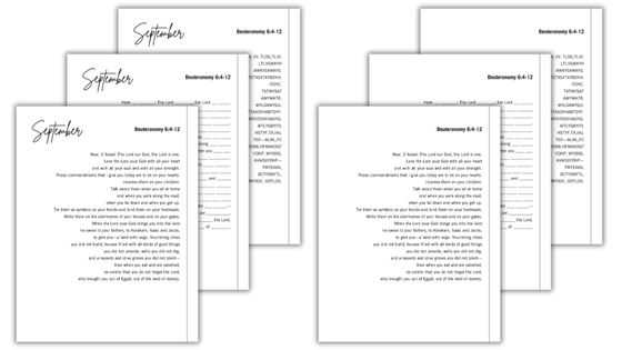Deuteronomy 6 scripture memorization pages