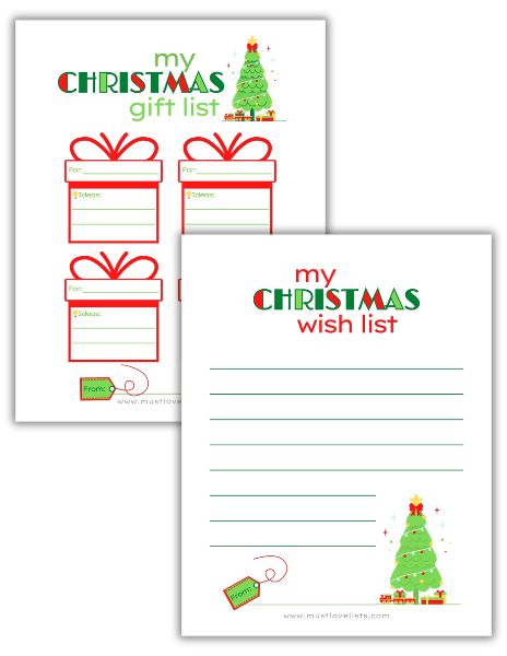 Christmas gift list wish list