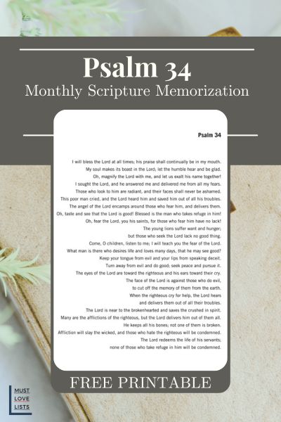 Psalm 34 memorization