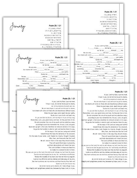 Psalm 25 scripture memorization printables