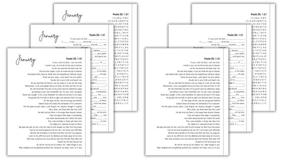 Psalm 25 scripture memorization printables