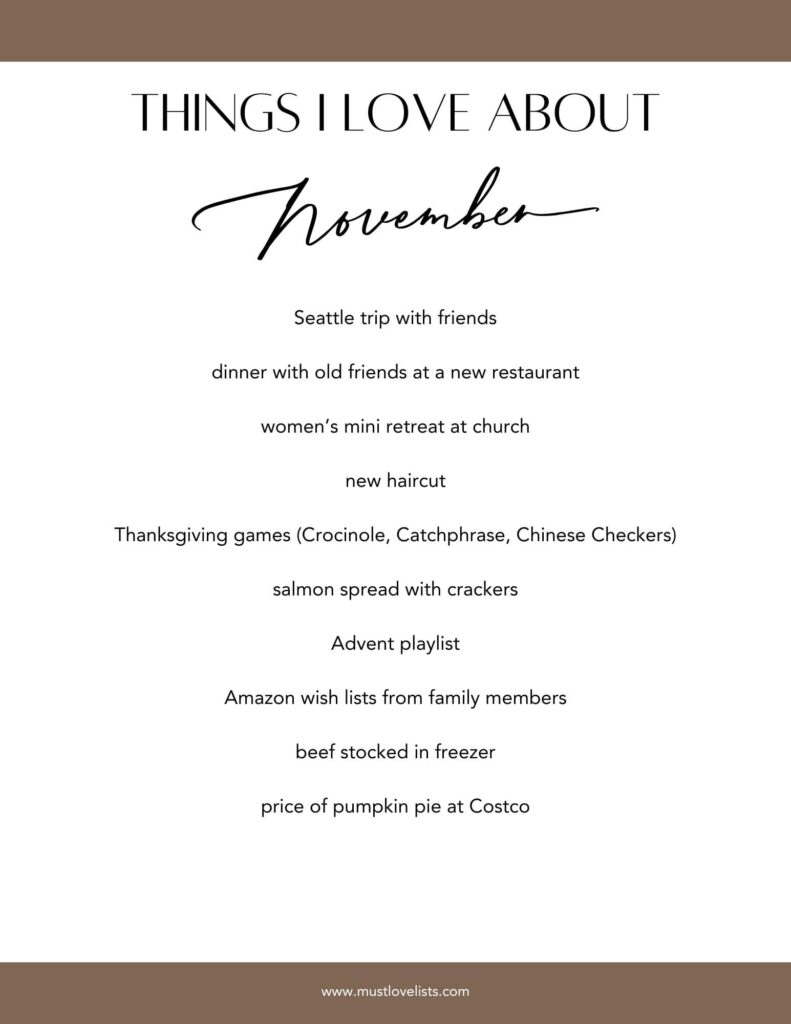 things I love about November