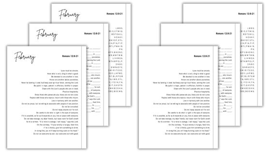 Romans 12 scripture memorization printables