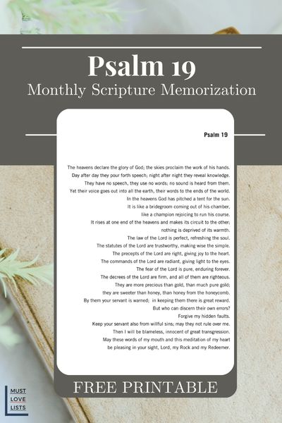 Psalm 19 scripture memorization