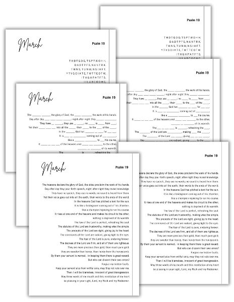 Psalm 19 scripture memorization