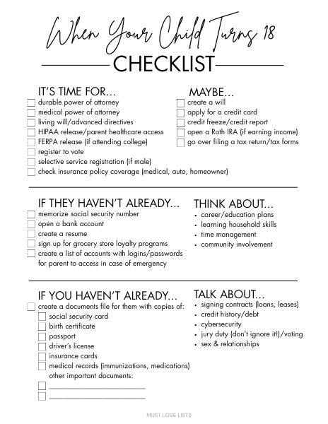 what to do when your child turns 18