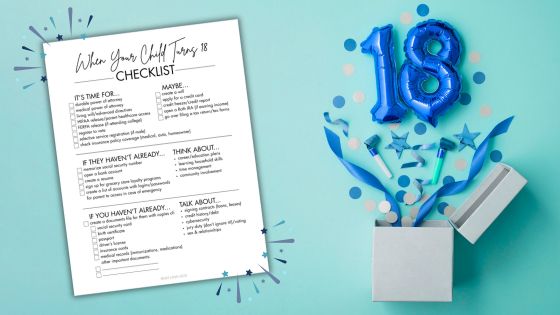 checklist for when your child turns 18